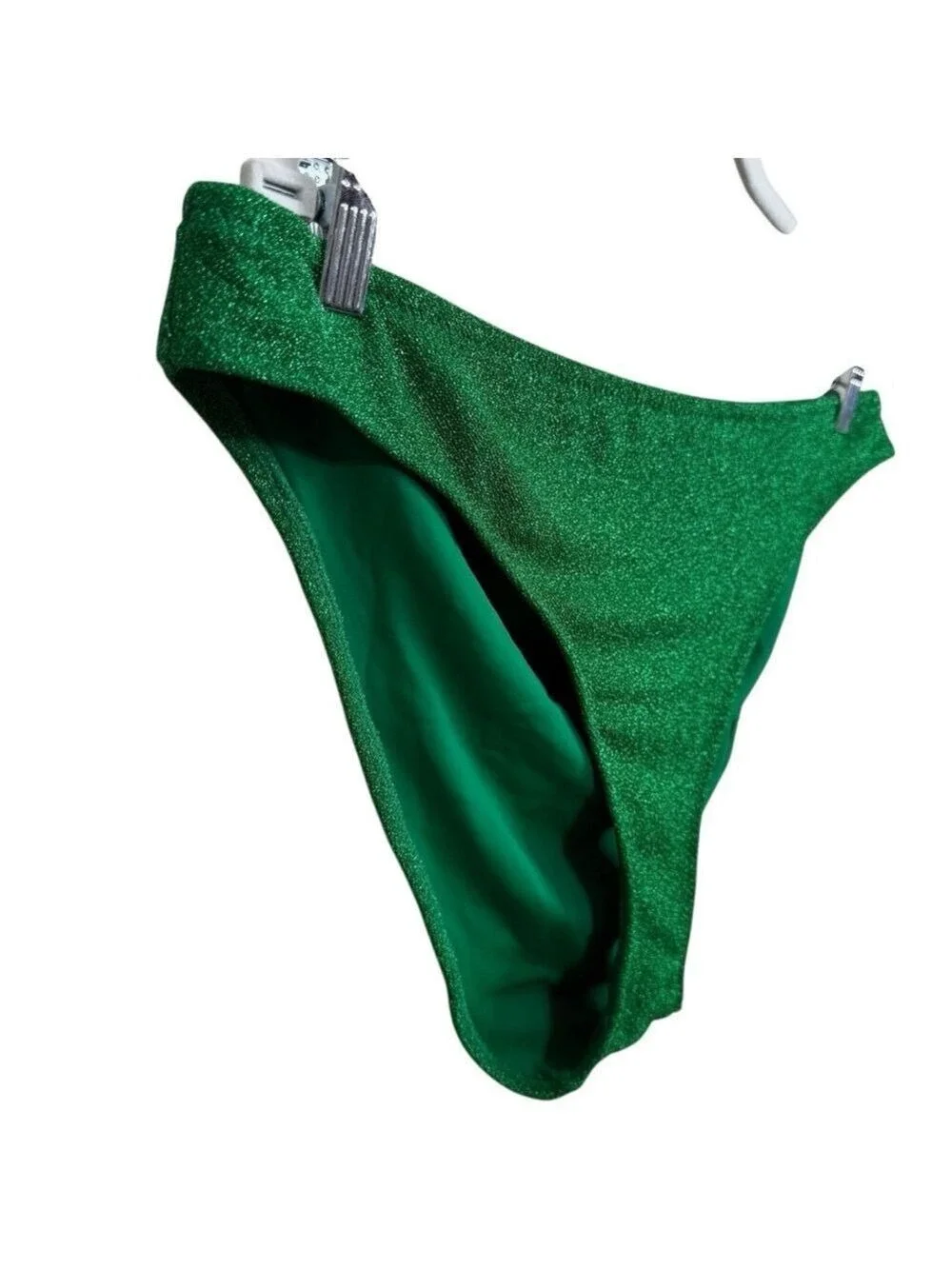 Good American Juniors 7‎ Green Shimmer Bikini Bottom NWT